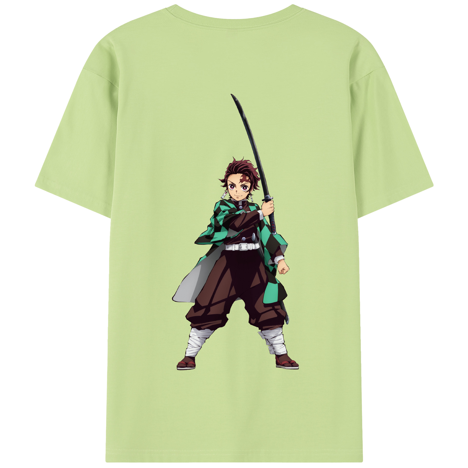 （画像用） 鬼滅の刃 竈門 炭治郎／かまど たんじろう Kamado Tanjirou 綿100％半袖Tシャツ（背面プリント）